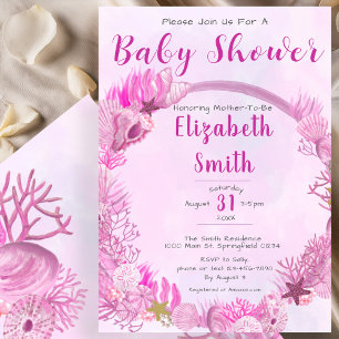 Unter dem Meer Süßes Rosa Mädchen Baby Shower Einladung