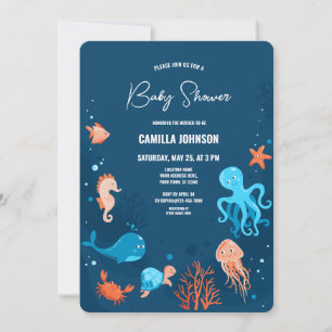 Unter dem Meer Tiere Baby Dusche Einladung
