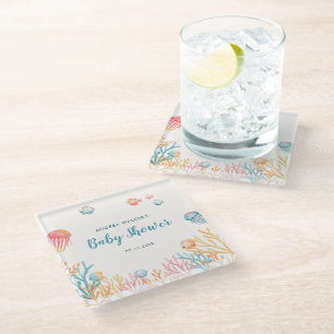 Unter dem Meer Tiere Farbige Babyparty Glasuntersetzer