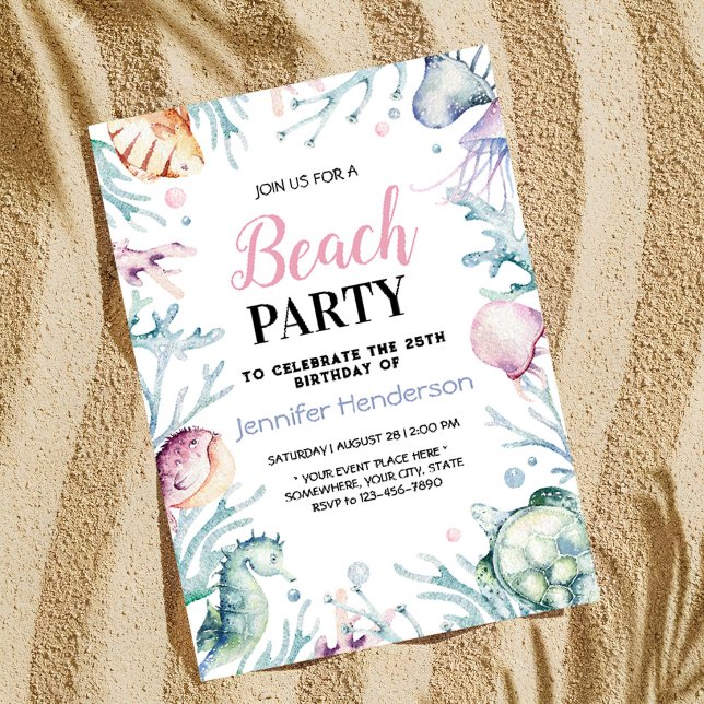 Unter dem Meer Tiere zum Geburtstag Einladung (Von Creator hochgeladen)