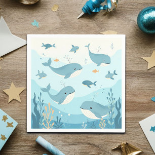 Unter dem Meer Wale & Fische Kinder Serviette