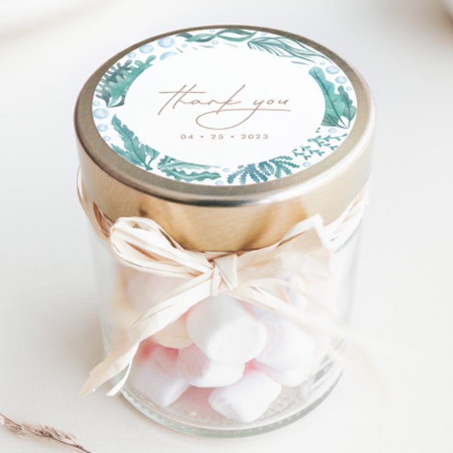 Unter dem Meer Wasserfarbe Nautic Vielen Dank Runder Aufkleber (Von Creator hochgeladen)