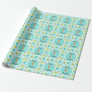 Unter dem Meer Wasserfarbe Seepferdchen Personalis Geschenkpapier