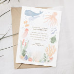 Unter dem Meer Wasserfarben Kinderdusche Einladung<br><div class="desc">Feiern Sie unterwegs mit dieser kleinen Dusche unter dem Meeresthema Aquarell Babydusche.</div>