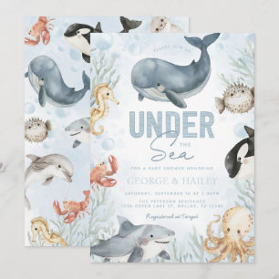 Unter dem Meer Whale Baby Dusche Einladung