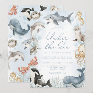 Unter dem Meer Whale Baby Dusche Einladung