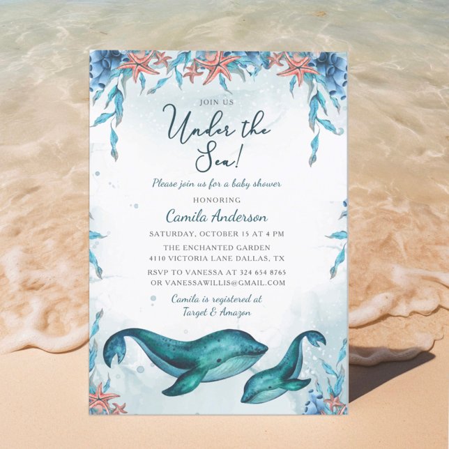 Unter dem Meer Whales Boy Baby Dusche Einladung (Von Creator hochgeladen)