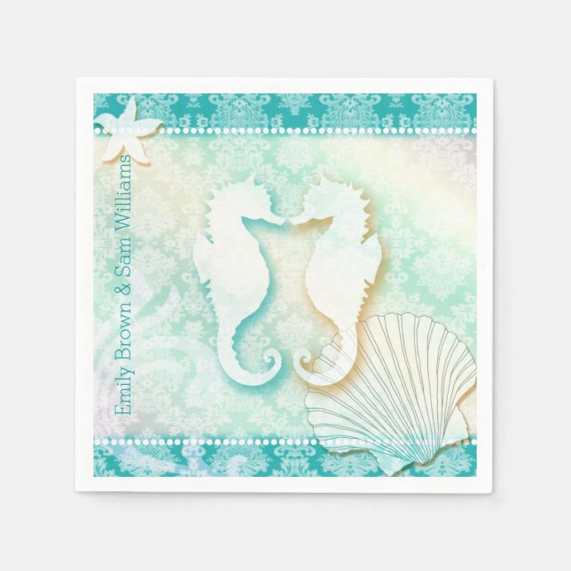 Unter dem Meer Whimsical Beach Hochzeit Serviette (Vorderseite)
