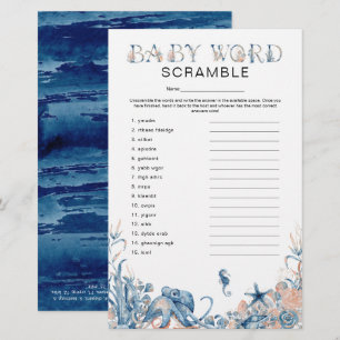 Unter dem Meer 'Wortverwirrung' Spiel Baby Shower