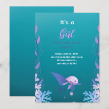Unter dem Meeresblau ist ein Girl Baby Shower Inv