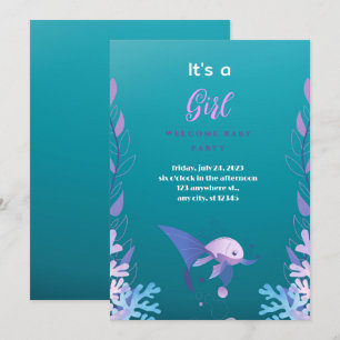 Unter dem Meeresblau ist ein Girl Baby Shower Inv Einladung