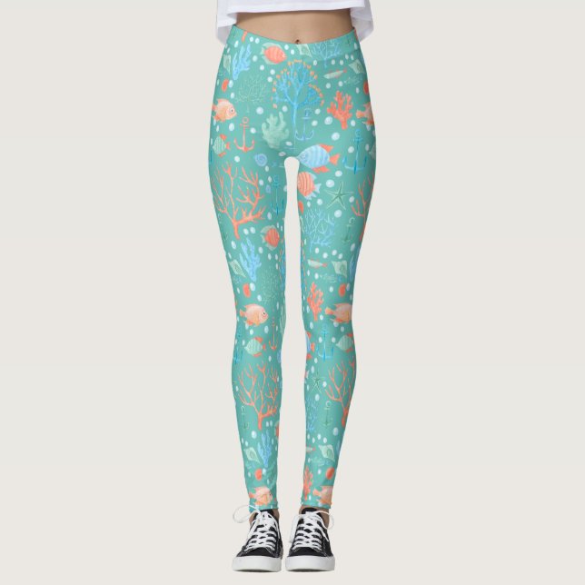 Unter dem Meeresfarbmuster Leggings (Vorderseite)