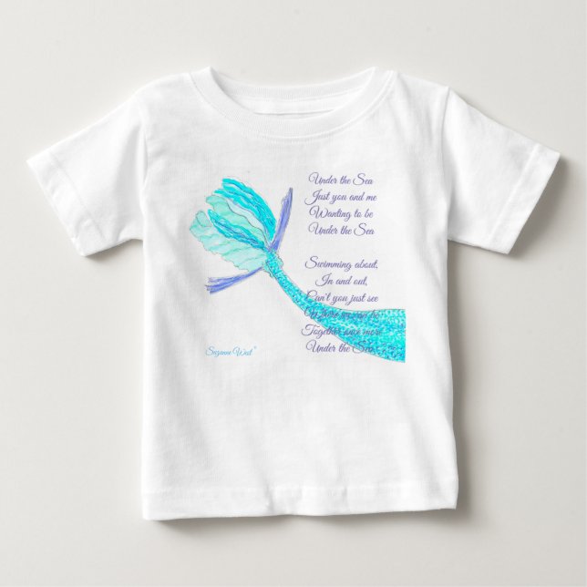 Unter dem Meeresfisch Schwanz T - Shirt mit Gedich (Vorderseite)