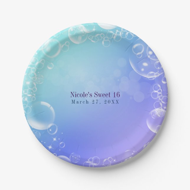 Unter dem Meeresgezauberten Blasen-Party Pappteller (Vorderseite)