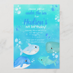 Unter dem Meeresgrund Geburtstagsparty Seevögel Einladung