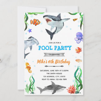 Unter dem Meereshai-Dusche Geburtstag Einladung