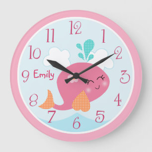 Unter dem Meeresleben Pink Whale Kinderuhr Große Wanduhr
