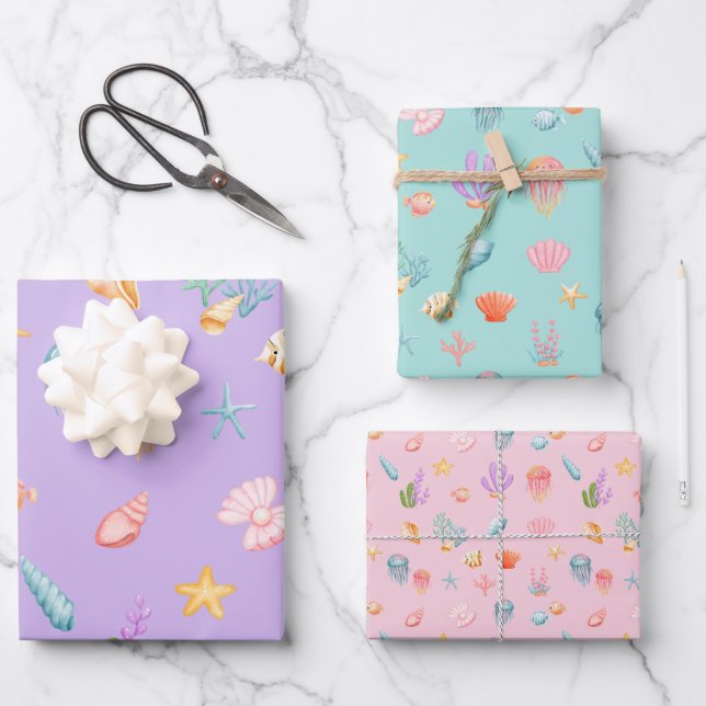 Unter dem Meeresmuster Geschenkpapier Set (Vorderseite)