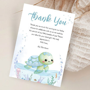 Unter dem Meeresschildkröten-Baby-Shower-Junge-Dan Dankeskarte