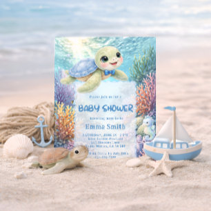 Unter dem Meeresschildkröten-Jungen-Baby-Shower Einladung