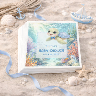 Unter dem Meeresschildkröten-Jungen-Baby-Shower Serviette