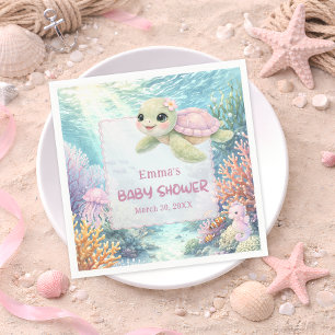Unter dem Meeresschildkröten-Mädchen-Baby-Party Serviette