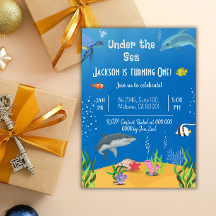Unter dem Meeresschildkrötenhai 1. Geburtstag Einladung