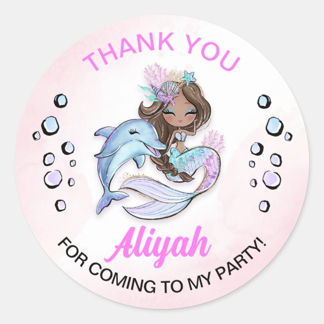 Unter dem Meeresschutzgebiet "Mermaid Themed" Runder Aufkleber (Vorderseite)