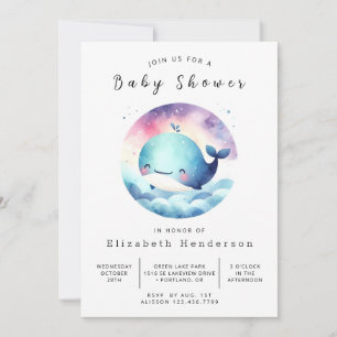 Unter dem Meeresspiegel druckbare Whale Babydusche Einladung