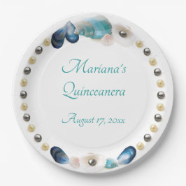 Unter dem Meeresspiegel Quinceanera Party Seashell Pappteller