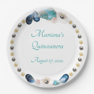 Unter dem Meeresspiegel Quinceanera Party Seashell Pappteller