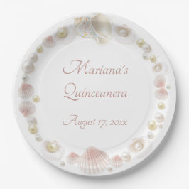 Unter dem Meeresspiegel Quinceanera Party Seashell Pappteller