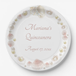 Unter dem Meeresspiegel Quinceanera Party Seashell Pappteller