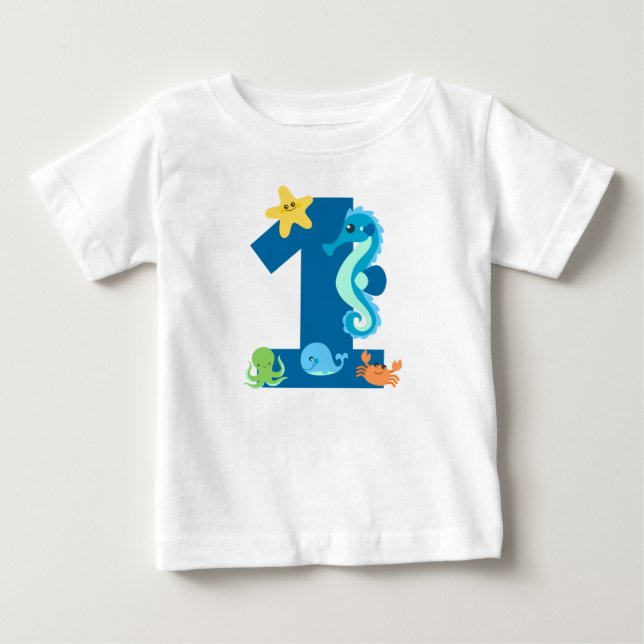 Unter dem Meereswal 1. Geburtstag Shirt (Vorderseite)