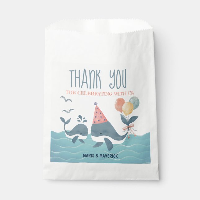 Unter dem Meereswal Kinderdusche Vielen Dank Geschenktütchen (Vorderseite)