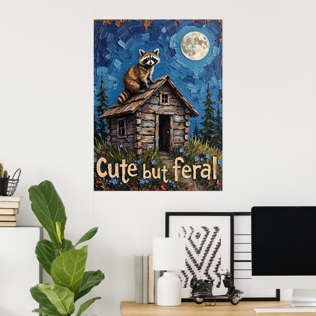 Unter dem Mond: Raccoon's High Perch Poster (Heimbüro)