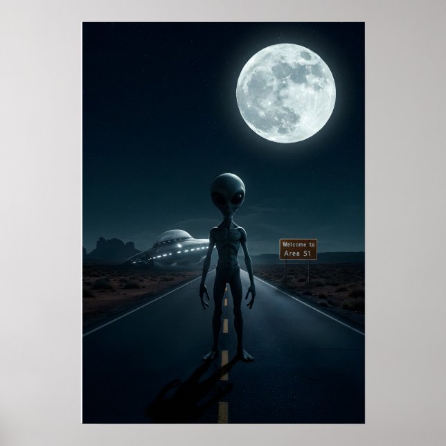 Unter dem Mondglühen: Das UFO-Crash-Landing Poster (Vorne)