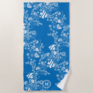 Unter dem Ozeanblau-Muster Monogramm Strandtuch