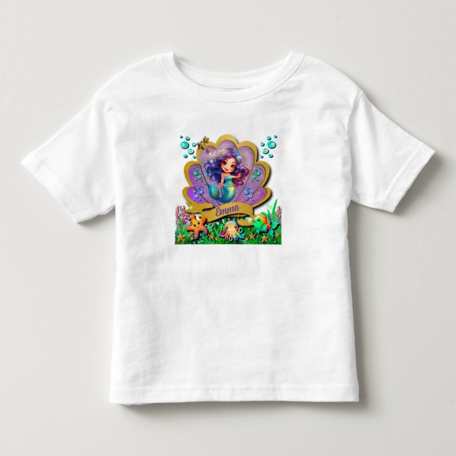Unter dem Party "Sea & Mermaid Birthday Girl" Kleinkind T-shirt (Vorderseite)