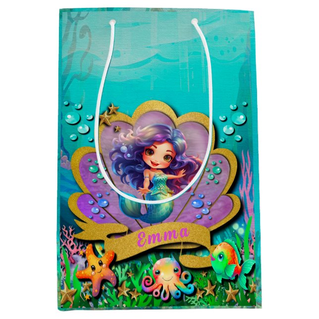 Unter dem Party "Sea & Mermaid Birthday Girl" Mittlere Geschenktüte (Vorderseite)