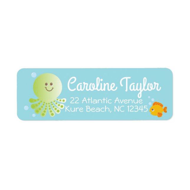 Unter dem Sea Baby Shower Address Label (Vorne)