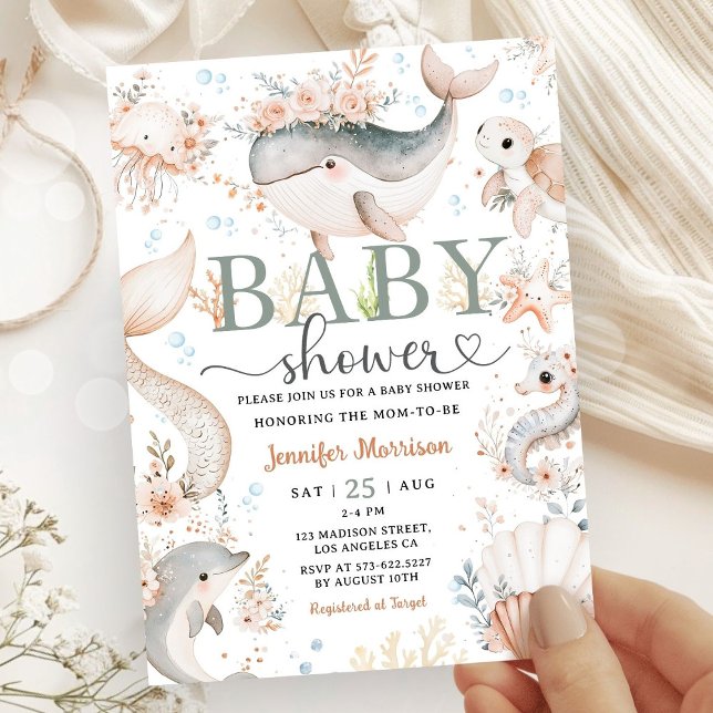 Unter dem Sea Baby Shower Boho Ocean Girl Einladung (Von Creator hochgeladen)