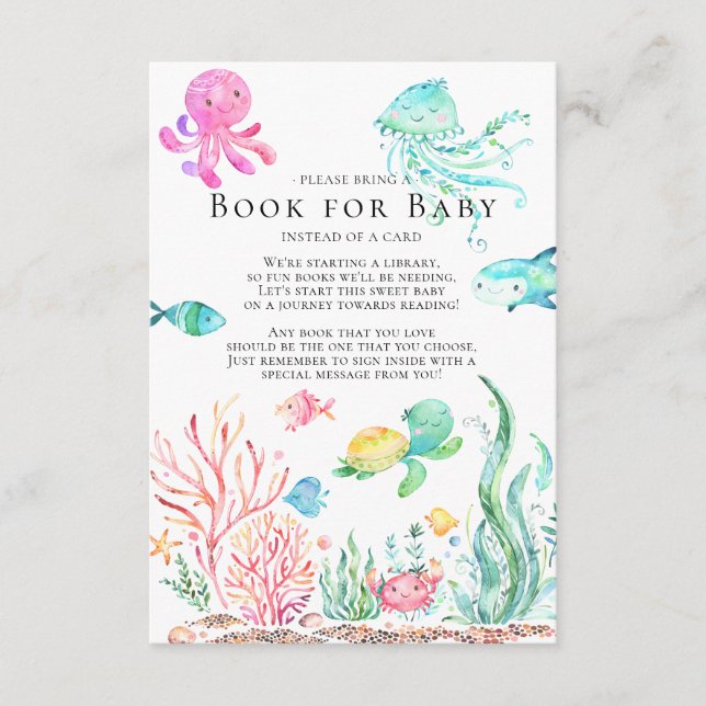 Unter dem Sea Baby Shower Book for Baby Card Begleitkarte (Vorderseite)