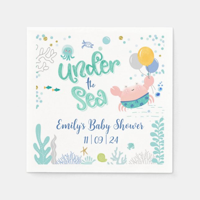 Unter dem Sea Baby Shower Cocktail Napkins Serviette (Vorderseite)