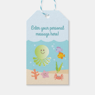 Unter dem Sea Baby Shower Geschenk Tag Blau und Gr Geschenkanhänger