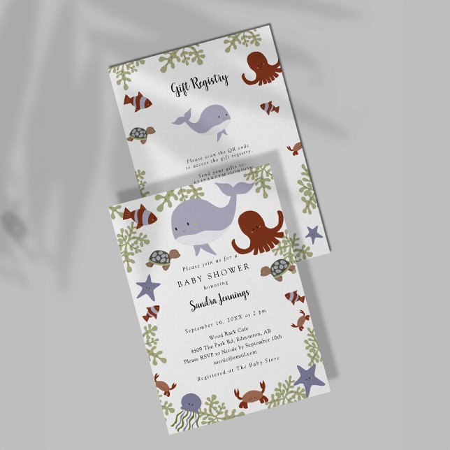 Unter dem "Sea Baby Shower Gift Registry QR Code" Einladung (Von Creator hochgeladen)