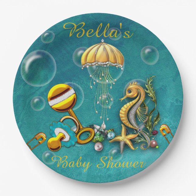 Unter dem Sea Baby Shower Paper Teller (Vorderseite)