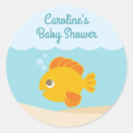 Unter dem Sea Baby Shower Round Aufkleber blau-grü