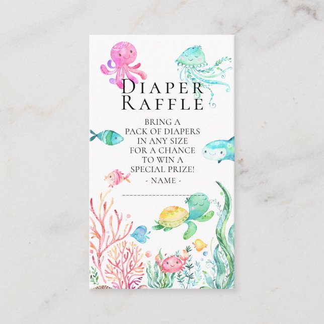 Unter dem Sea Baby Shower Windschutzscheibe Raffle Begleitkarte (Vorderseite)