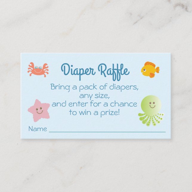Unter dem Sea Baby Shower Windschutzscheibe Raffle Visitenkarte (Vorderseite)